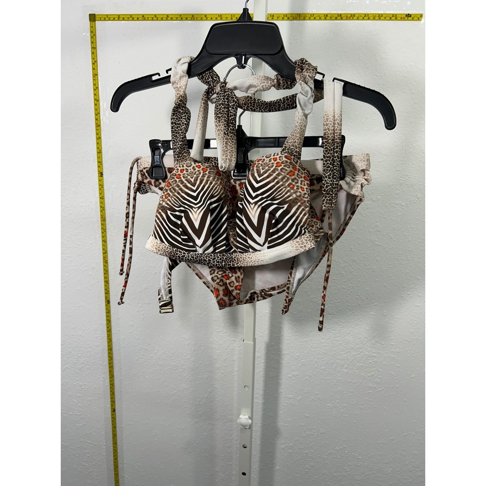 George Womens Animal Print Bikini Set Zebra Leopard Orange Brown Medium 8-10‎